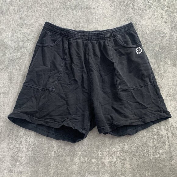 Big Bud Press Sweat Shorts Womens XL Faded Black Pockets Sun Logo Loungewear 4” - Picture 1 of 8